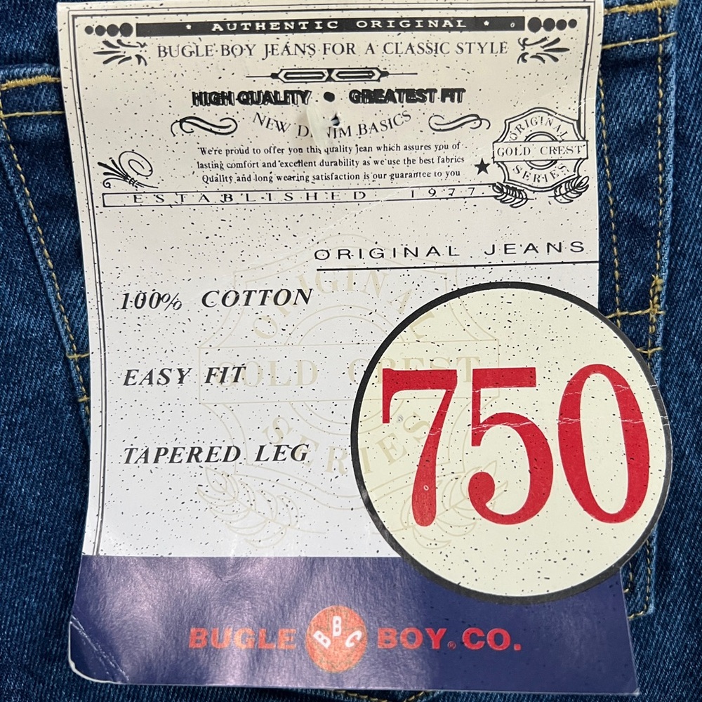 Bugle Boy 750 Men’s Vintage Cotton Easy Fit Tapered Leg Jeans Size 31 NEW - Picture 9 of 12